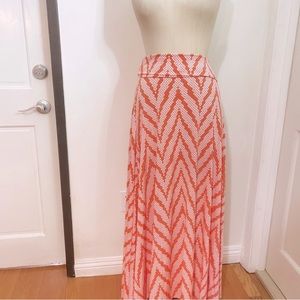 Lularoe Maxi Chevron Orange and White Print Skirt